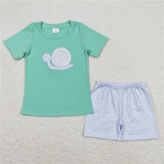 BSSO0571 Short sleeves snails shirt shorts boys summer clothes