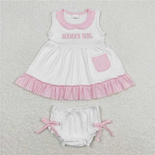 GBO0280  Baby Girls Polka Dots Mama's Girl Tunic Top Bummies Clothes Sets