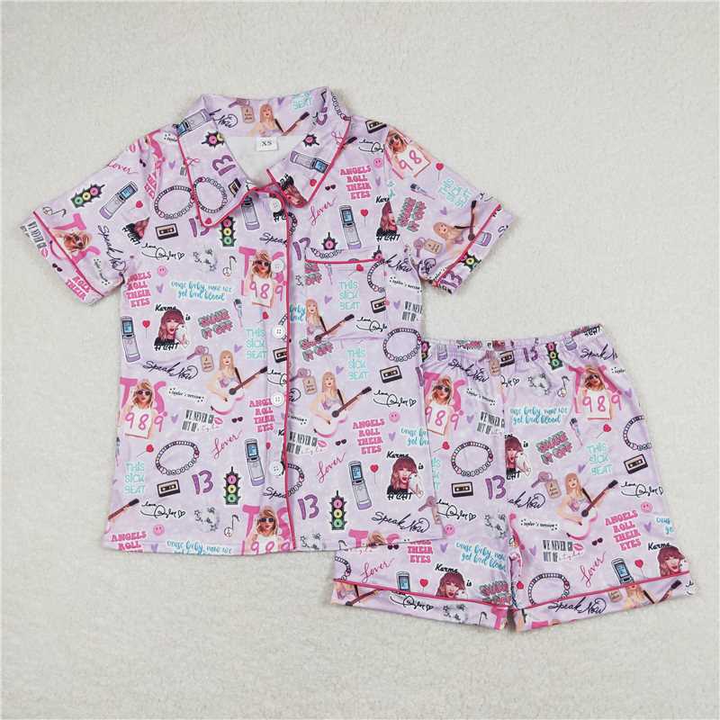 GSSO0931   Adult Purple 1989 Singer Short Tee Shorts Pajamas Sets