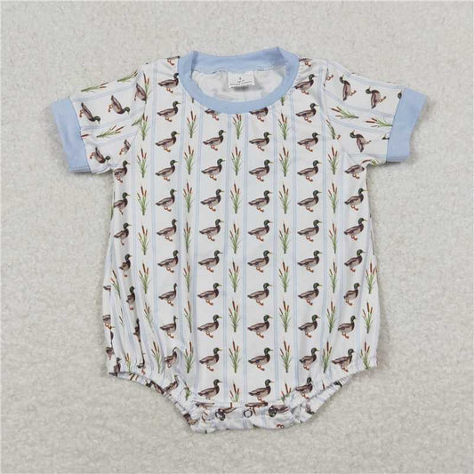 SR1067 Baby Infant Boys Duck Stripes Short Sleeve Rompers