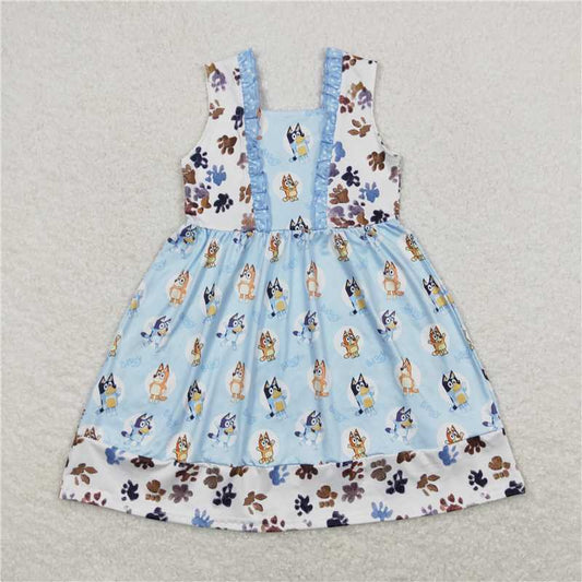 GSD0864  bluey lace blue sleeveless dress
