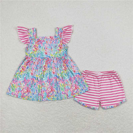 Baby Girls Baseball Sleeveless Tunic Tops Ruffle Shorts Outfits Clothes Sets
