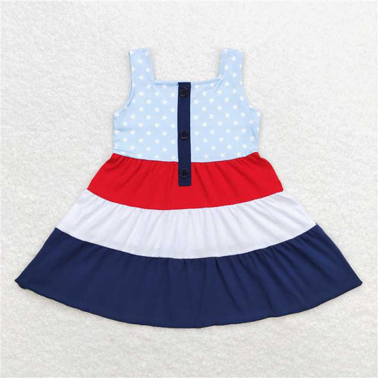 GSD0900  Red  White and Blue Star Sleeveless Dress