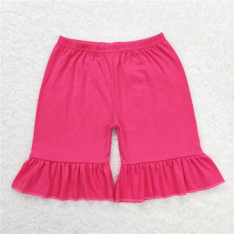SS0249  Baby Girls Dark Pink Ruffle Summer Shorts