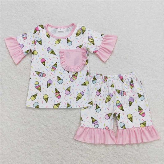 GSSO0845 Starfish and seaweed pattern sleeveless rose red plaid shorts suit
