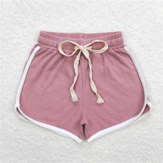 SS0293  Baby Girls Dark Pink Color Summer Sports Design Shorts