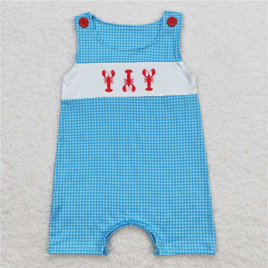 SR1049Sleeveless crawfish baby boy summer romper