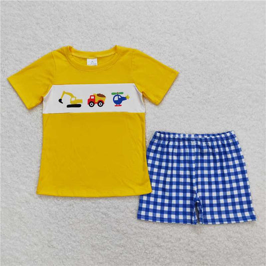 BSSO0574  Baby Boys Constructions Short Sleeve Tee Top Shorts Clothes Sets