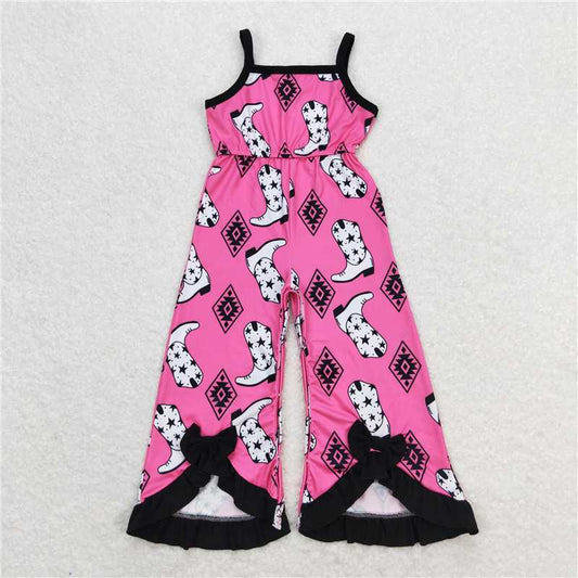 SR1238  Baby Girls Straps Boots Aztec Bows Bell Bottom Jumpsuits