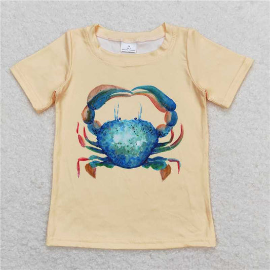 BT0612  Baby Boys Crab Yellow Short Sleeve Tee Shirts Tops