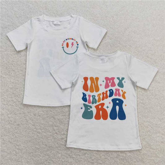 GT0503 White short sleeves smile birthday singer girls shirt