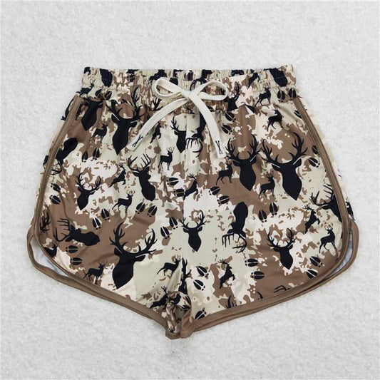 SS0145 Adult Women Green Deer Hunting Summer Shorts