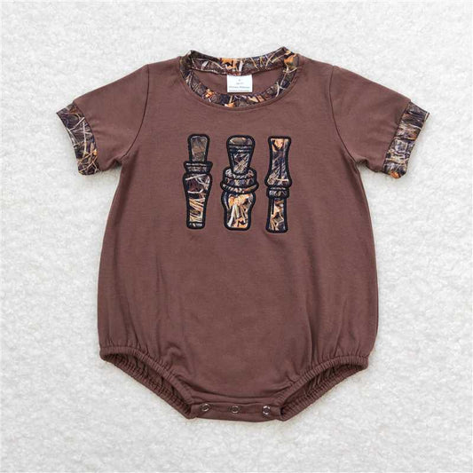 SR1402RTS NO MOQ Baby Boys Summer Rompers  Baby Boys Brown Camo Duck Call Rompers Sibling Brother Clothes Sets