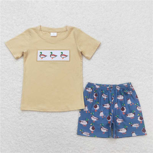 BSSO0645 Baby Boys Duck Short Sleeve Tee Top Shorts Clothes Sets