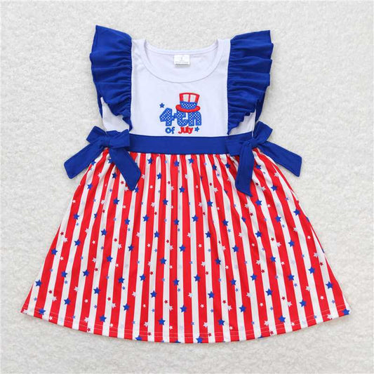 GSD0674 Embroidery 4th of july stars stripe kids girls dresses