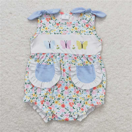 SR1192  Baby Girls Floral Butterfly Sibling Sister Dress Romper Clothes Sets