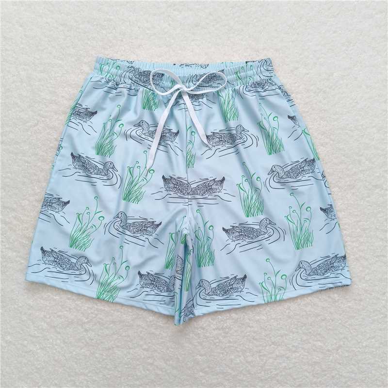 S0359  Adult Man Green Mallard Ducks Bottom Trunk Shorts Swimwear