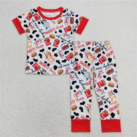 BSPO0346 Baby Boys Dog Chips Shirt Top Pants Pajamas Outfits Clothes Sets