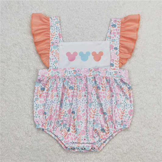 SR1138 Baby Girls Pink Floral Mouse Shirt Sibling Designs Clothes Sets