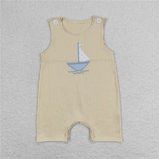 SR1062  Baby Infant Boys Sailboat Sleeveless Summer Rompers