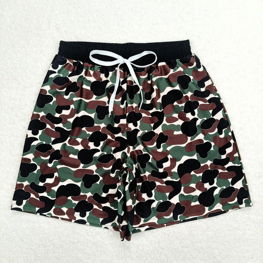 S0401  Adult Man Green Camo Bottom Trunk Shorts Swimwear