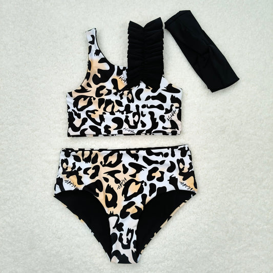 S0223   Baby Infant Girls Leopard Print 3pcs Swimsuits