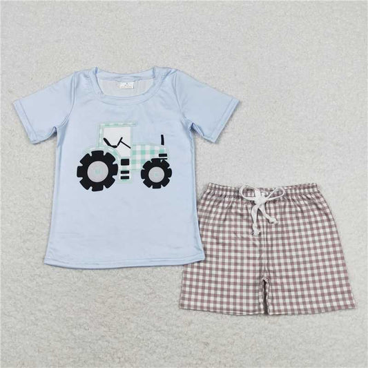 BSSO0610 Baby Boys Farm Tractor Shirt Top Shorts Clothes Sets