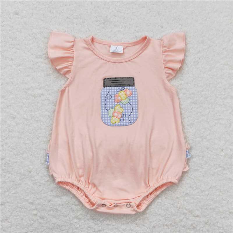 SR1112 RTS NO MOQ Baby Girls Summer Rompers Baby Infant Girls Butterfly Flutter Sleeve Rompers