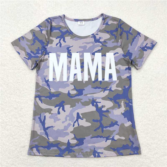 GT0510  Adult Women Camo Mama Short Sleeve Tee Shirts Tops