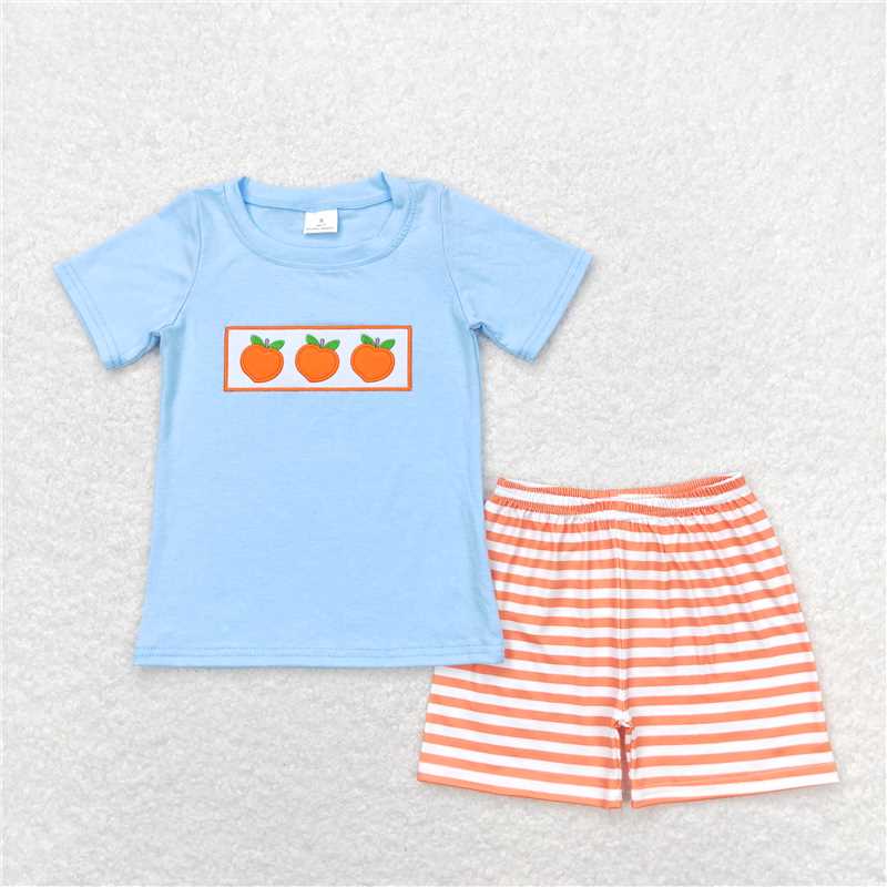 BSSO0417  Baby Boys Peaches Tee Tops Shorts Clothes Sets