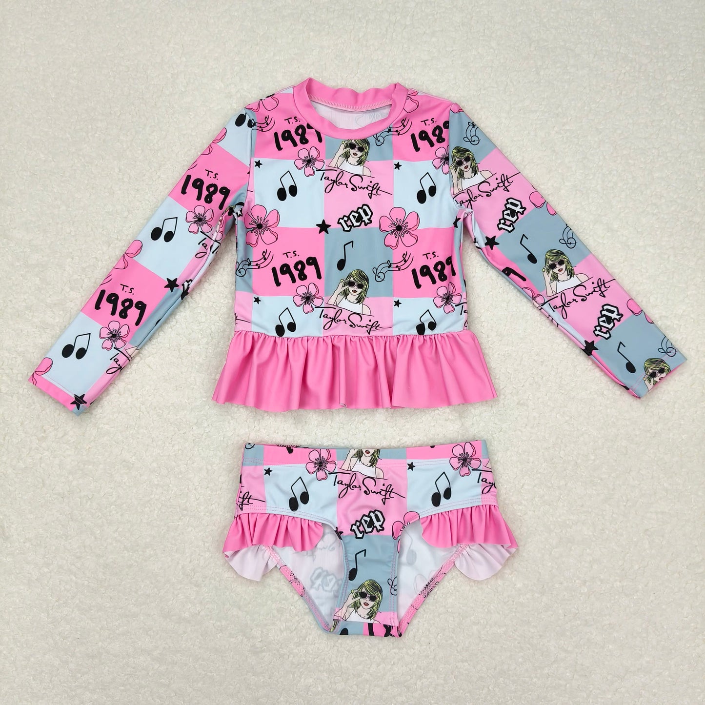 Girls Pink Tie Dye Watermelon Swimsuit 2 Pcs Set Cute Summer Beachwear for Kids