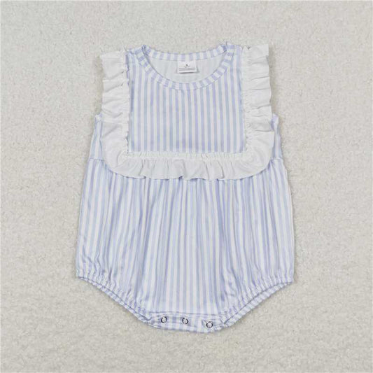 SR1363  RTS NO MOQ Baby Girls Summer Rompers Baby Girls Boys Toddler White Stripes Sibling Rompers Clothes Sets