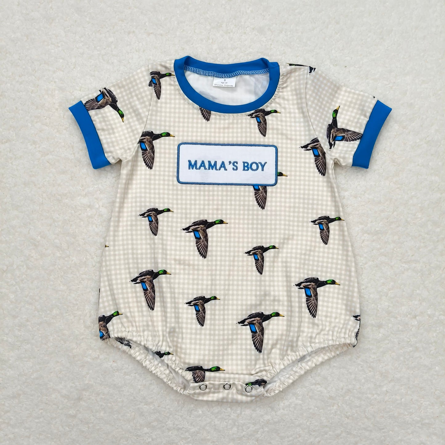SR1377 Baby Infant Boys Mama's Boy Duck Short Sleeve Rompers