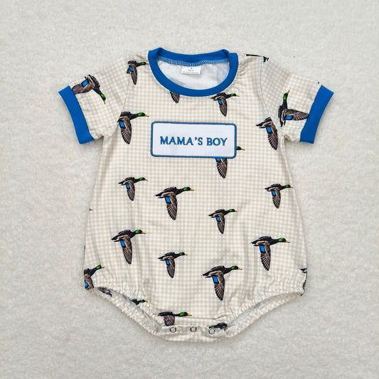 SR1377 Baby Infant Boys Mama's Boy Duck Short Sleeve Rompers