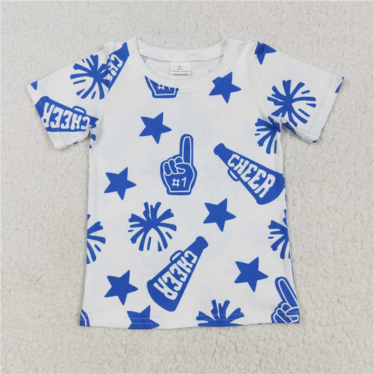 11.15 RTS NO MOQ （In stock）Matching GT0941 Baby Girls Cheer Blue Team Pullovers Tee Shirts Tops
