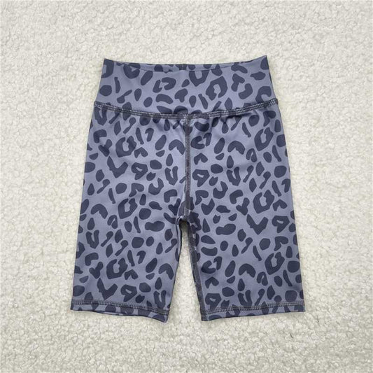 12.23 RTS NO MOQ （In stock）Matching SS0539 Baby Girls Gray Leopard Biking Shorts Bottoms