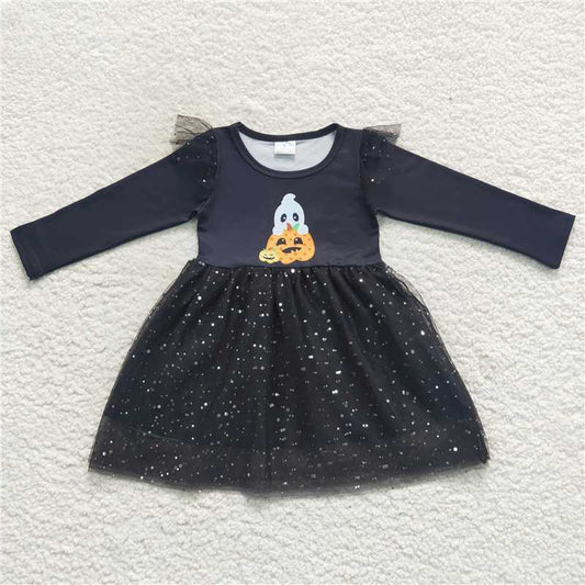 GLD0224  Baby Girls Halloween Pumpkin Tutu Knee Length Dresses