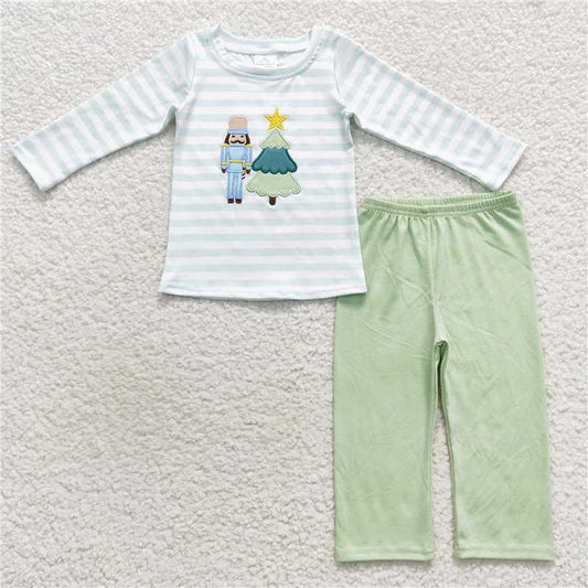BLP0240Christmas tree stripe top pants ballet kids boy outfits