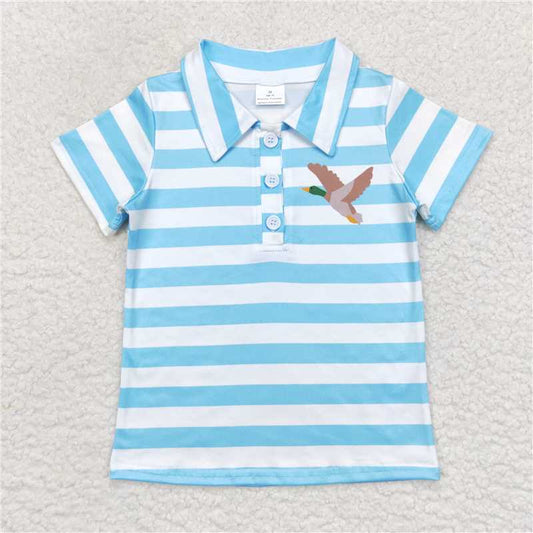 BT0338 Baby Boys Grey Stripes Deer Short Sleeve Pullover Tee Shirts