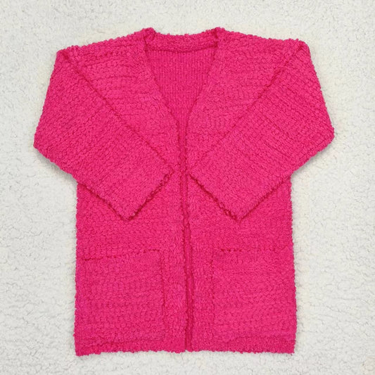 GT0236  Baby Girls Hotpink Fall Long Sleeve Sweaters Cardigans