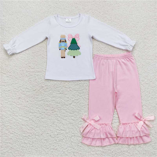 GLP0597 Baby Girls Christmas Soldier Shirt Ruffle Pants Clothing Sets