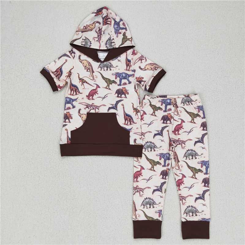 BSPO0152  Baby Boys Hoodie Dinosaur Pants Clothes Sets