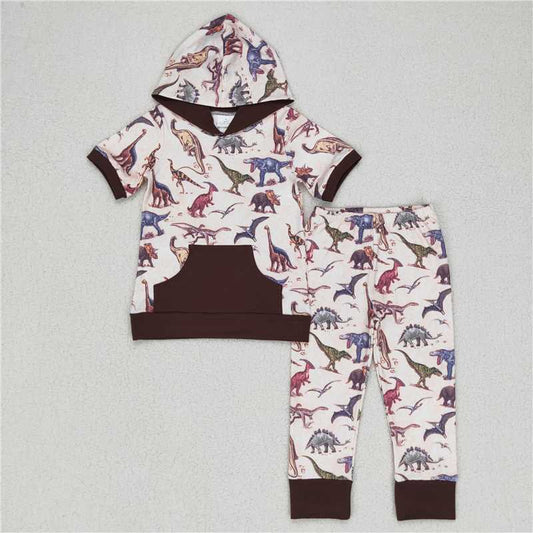 BSPO0152  Baby Boys Hoodie Dinosaur Pants Clothes Sets