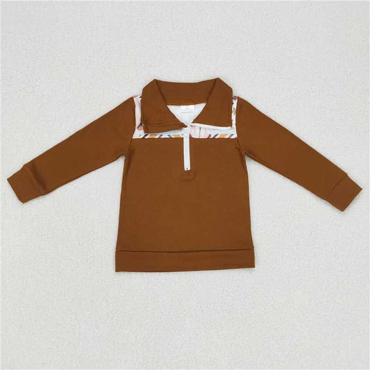 BT0348  Baby Boys Western Cow Skull Zip Pullover Tops