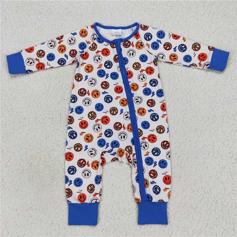 RTS LR0721 Smiley Lightning Beige Zipper Long Sleeve Bodysuit