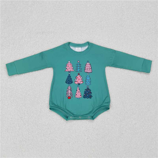 RTS  LR0701 Christmas tree green long-sleeved jumpsuit