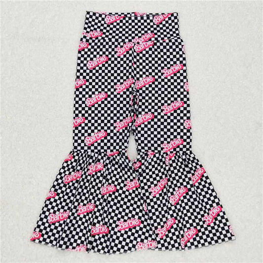 P0316 Baby Girls Black Checked Doll Bell Pants