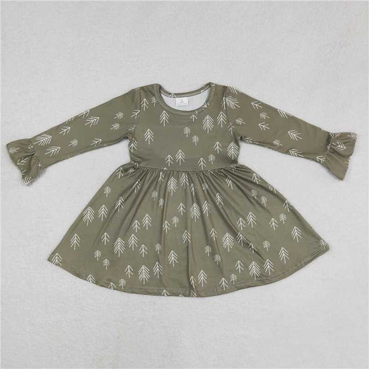 9.18 RTS NO MOQ（In stock）G6-16-4, Baby Girls Winter Dress Dark green long-sleeved dress