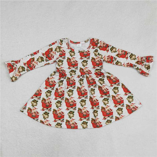 9.15 RTS NO MOQ （In stock）G6-16-3 Baby Girls Winter Dress Baby Girls Christmas red boat white knee-length Dresses