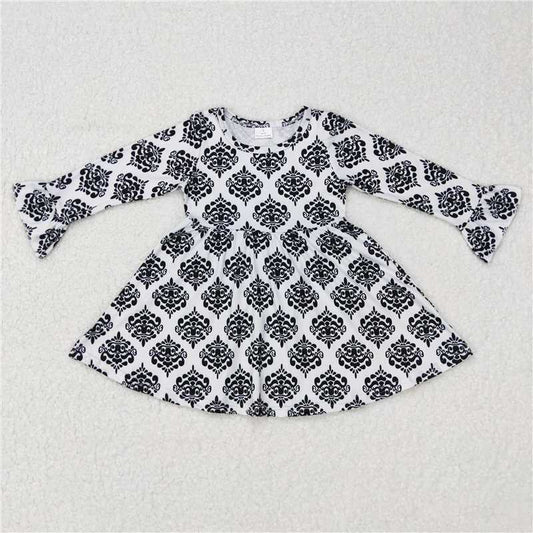 9.16 RTS NO MOQ （In stock）G6-16-2 Baby Girls Winter Dress Baby Girls Black pattern knee-length Dresses